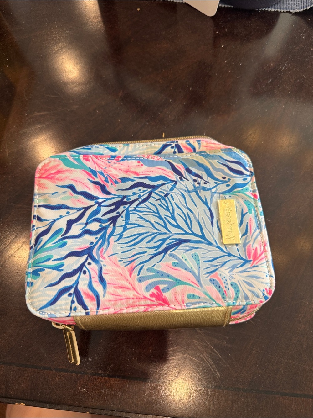 Lilly Pulitzer Coral Reef Print Zip Cosmetic Case in Pink, Blue & Teal